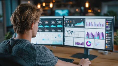 A digital marketer comparing different audience segments displayed on two computer monitors.