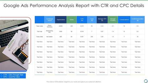 Laptop screen displaying average CPC data in Google Ads account.