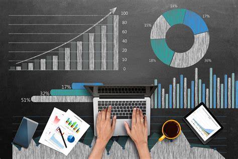 A digital marketer analyzing budget and cost data for a performance marketing campaign on a laptop.