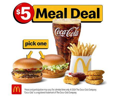 Fast food meal deal price tags demonstrating bundle pricing on combined menu items.