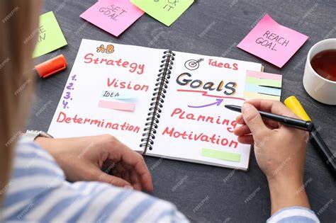 A person is writing specific marketing goals on paper as part of their marketing plan.