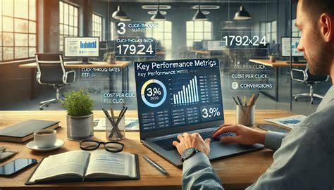 A digital marketer is analyzing key performance indicators related to Performance Max campaigns on a laptop.