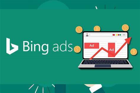 A marketer writing advertisement copy on a laptop screen showing Bing Ads interface.
