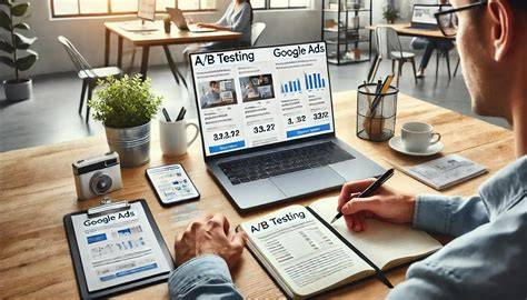 A digital marketer running A/B tests on audience segments using a laptop.
